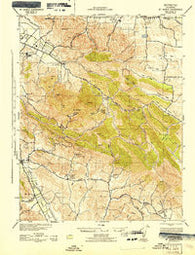 Mt. Diablo California Historical topographic map, 1:62500 scale, 15 X 15 Minute, Year 1943
