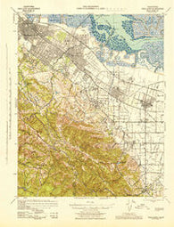 Palo Alto California Historical topographic map, 1:62500 scale, 15 X 15 Minute, Year 1943