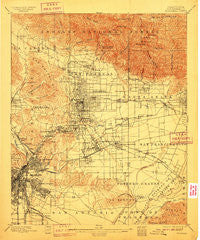 Pasadena California Historical topographic map, 1:62500 scale, 15 X 15 Minute, Year 1900
