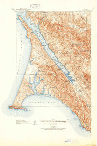 Point Reyes California Historical topographic map, 1:62500 scale, 15 X 15 Minute, Year 1918