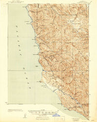 Point Sur California Historical topographic map, 1:62500 scale, 15 X 15 Minute, Year 1925