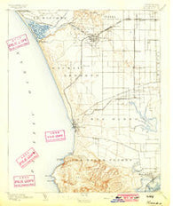 Redondo California Historical topographic map, 1:62500 scale, 15 X 15 Minute, Year 1896