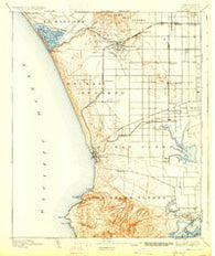 Redondo California Historical topographic map, 1:62500 scale, 15 X 15 Minute, Year 1896