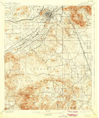 Riverside California Historical topographic map, 1:62500 scale, 15 X 15 Minute, Year 1901