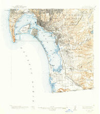 San Diego California Historical topographic map, 1:62500 scale, 15 X 15 Minute, Year 1904