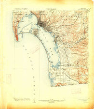 San Diego California Historical topographic map, 1:62500 scale, 15 X 15 Minute, Year 1904