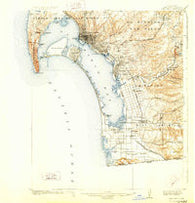 San Diego California Historical topographic map, 1:62500 scale, 15 X 15 Minute, Year 1904