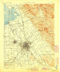 San Jose California Historical topographic map, 1:62500 scale, 15 X 15 Minute, Year 1899