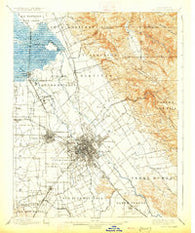 San Jose California Historical topographic map, 1:62500 scale, 15 X 15 Minute, Year 1899