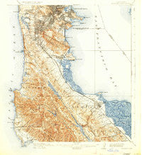 San Mateo California Historical topographic map, 1:62500 scale, 15 X 15 Minute, Year 1915