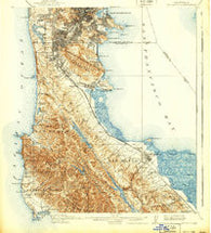 San Mateo California Historical topographic map, 1:62500 scale, 15 X 15 Minute, Year 1915