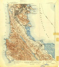 San Mateo California Historical topographic map, 1:62500 scale, 15 X 15 Minute, Year 1915