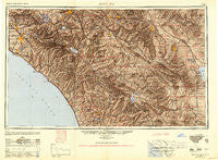Santa Ana California Historical topographic map, 1:250000 scale, 1 X 2 Degree, Year 1949
