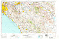Santa Ana California Historical topographic map, 1:250000 scale, 1 X 2 Degree, Year 1959