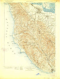 Santa Cruz California Historical topographic map, 1:125000 scale, 30 X 30 Minute, Year 1902