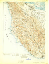 Santa Cruz California Historical topographic map, 1:125000 scale, 30 X 30 Minute, Year 1902