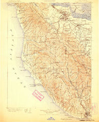 Santa Cruz California Historical topographic map, 1:125000 scale, 30 X 30 Minute, Year 1902