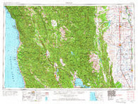 Ukiah California Historical topographic map, 1:250000 scale, 1 X 2 Degree, Year 1957