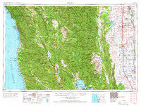 Ukiah California Historical topographic map, 1:250000 scale, 1 X 2 Degree, Year 1957