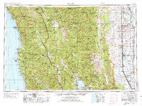 Ukiah California Historical topographic map, 1:250000 scale, 1 X 2 Degree, Year 1957