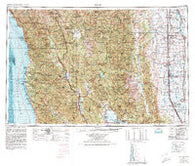 Ukiah California Historical topographic map, 1:250000 scale, 1 X 2 Degree, Year 1957