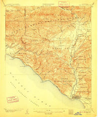 Ventura California Historical topographic map, 1:62500 scale, 15 X 15 Minute, Year 1904