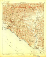 Ventura California Historical topographic map, 1:62500 scale, 15 X 15 Minute, Year 1904