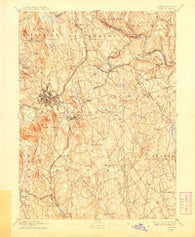 Danbury Connecticut Historical topographic map, 1:62500 scale, 15 X 15 Minute, Year 1892