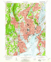 New Haven Connecticut Historical topographic map, 1:24000 scale, 7.5 X 7.5 Minute, Year 1954