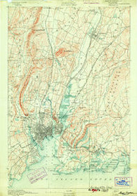 New Haven Connecticut Historical topographic map, 1:62500 scale, 15 X 15 Minute, Year 1892