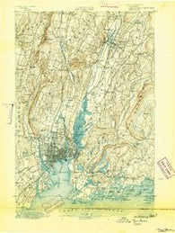 New Haven Connecticut Historical topographic map, 1:62500 scale, 15 X 15 Minute, Year 1892