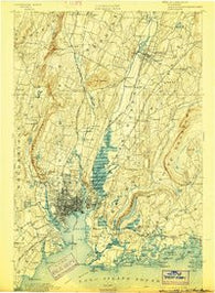 New Haven Connecticut Historical topographic map, 1:62500 scale, 15 X 15 Minute, Year 1892