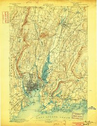 New Haven Connecticut Historical topographic map, 1:62500 scale, 15 X 15 Minute, Year 1892