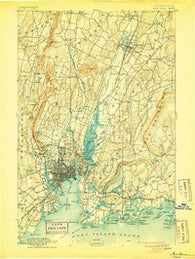 New Haven Connecticut Historical topographic map, 1:62500 scale, 15 X 15 Minute, Year 1892