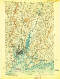 New Haven Connecticut Historical topographic map, 1:62500 scale, 15 X 15 Minute, Year 1892