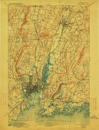 New Haven Connecticut Historical topographic map, 1:62500 scale, 15 X 15 Minute, Year 1892