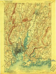 New Haven Connecticut Historical topographic map, 1:62500 scale, 15 X 15 Minute, Year 1892