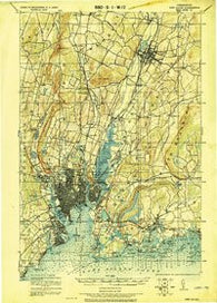 New Haven Connecticut Historical topographic map, 1:62500 scale, 15 X 15 Minute, Year 1921