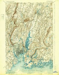 New Haven Connecticut Historical topographic map, 1:62500 scale, 15 X 15 Minute, Year 1892