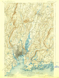 New Haven Connecticut Historical topographic map, 1:62500 scale, 15 X 15 Minute, Year 1892