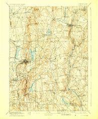 Tolland Connecticut Historical topographic map, 1:62500 scale, 15 X 15 Minute, Year 1892