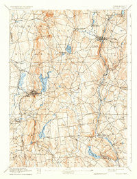 Tolland Connecticut Historical topographic map, 1:62500 scale, 15 X 15 Minute, Year 1892