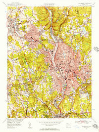 Waterbury Connecticut Historical topographic map, 1:24000 scale, 7.5 X 7.5 Minute, Year 1955