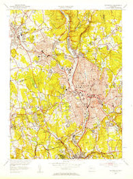 Waterbury Connecticut Historical topographic map, 1:31680 scale, 7.5 X 7.5 Minute, Year 1955