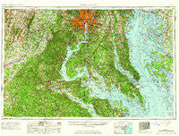 Washington District of Columbia Historical topographic map, 1:250000 scale, 1 X 2 Degree, Year 1961