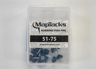Buy map Map Push Pins, Black, Numbered 51-75