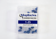 Buy map Map Push Pins, Blue, Numbered 1-25