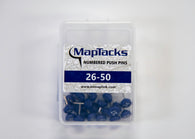 Buy map Map Push Pins, Blue, Numbered 26-50