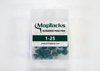 Buy map Map Push Pins, Green, Numbered 1-25