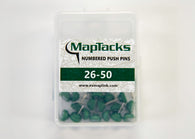 Buy map Map Push Pins, Green, Numbered 26-50